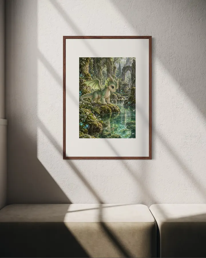 Baby Dragon Nursery Wall Art – Emerald Spring（エメラルドの泉） - TAKAHASHI