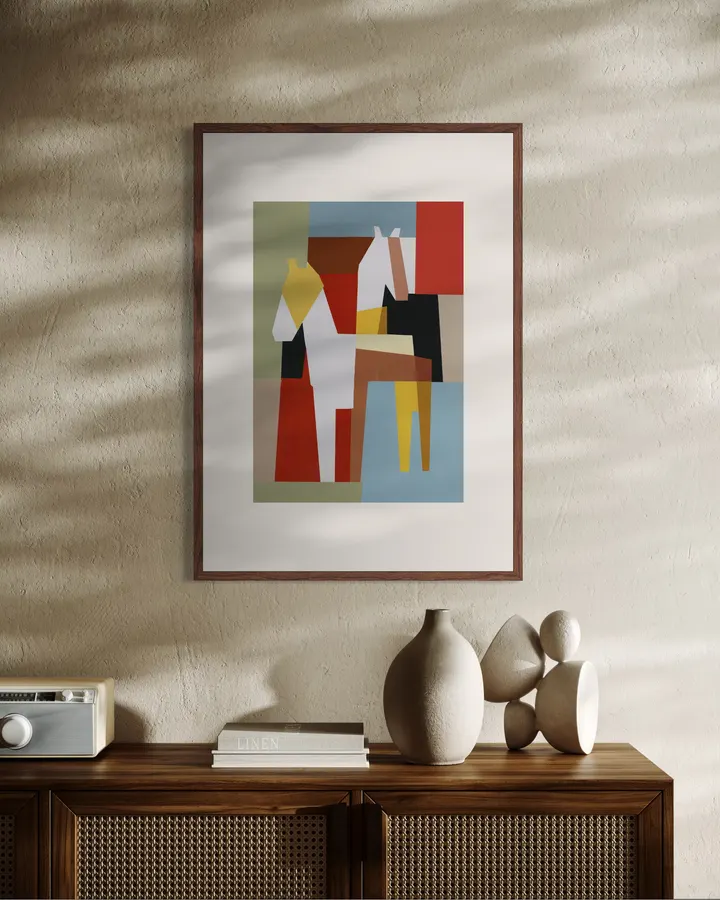 Modernist Equine Harmony in Rust, Ochre & Slate