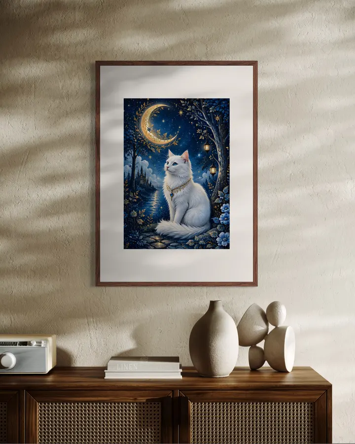 月夜の猫   Cat in the Moonlight - CYRURU ART