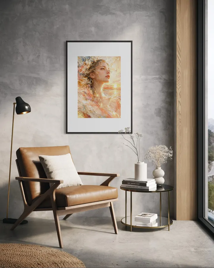 Kintsugi Japanese Dawn Art - Framed Rising Light Female Portrait Poster Print