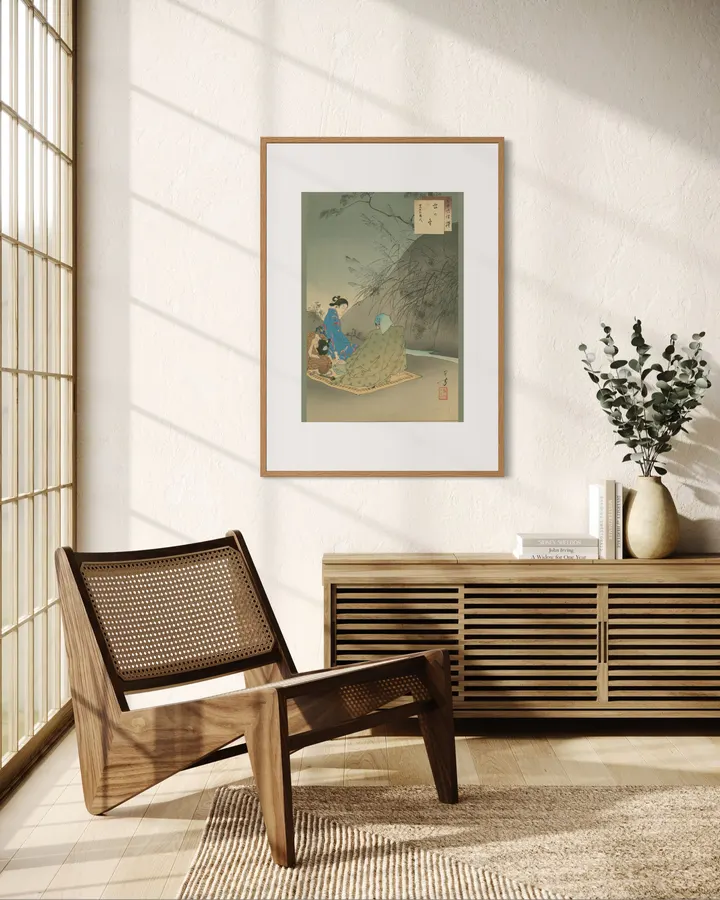 Japanese Wall Art Print - Listening to Insects - Woman of the Kan'en Period