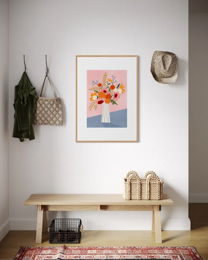 Line Vase with Flowers