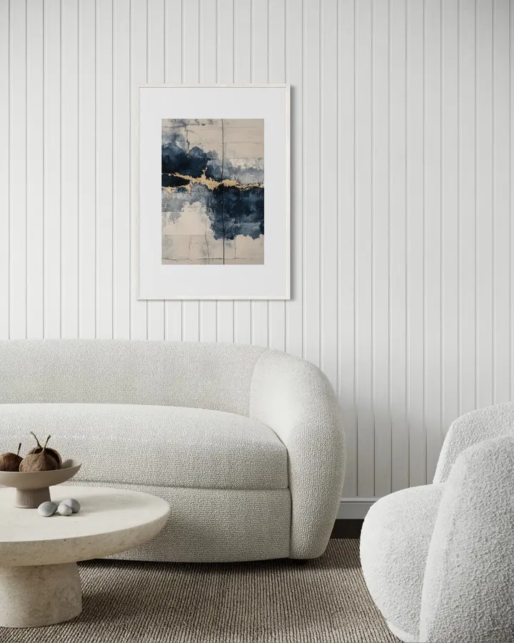 NAMI -波‐ Indigo Tide No.2 Minimalist Zen Navy Print, Calming Modern Decor