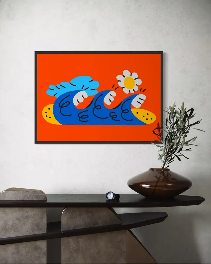 Abstract Colorful Ocean Waves Illustration - Pablo Ferreira