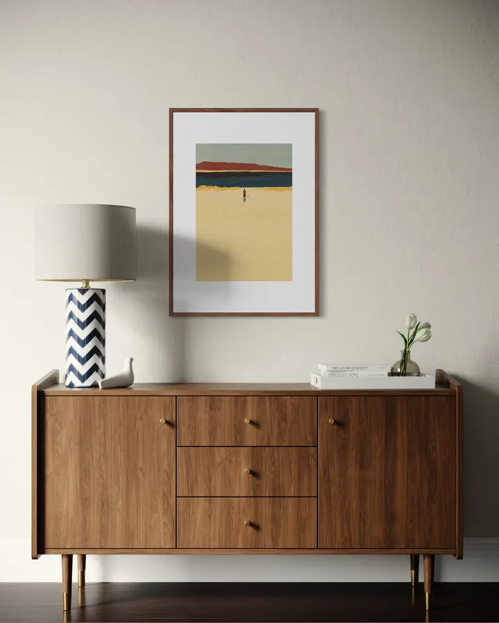 Solitary Figure in Warm Horizon
