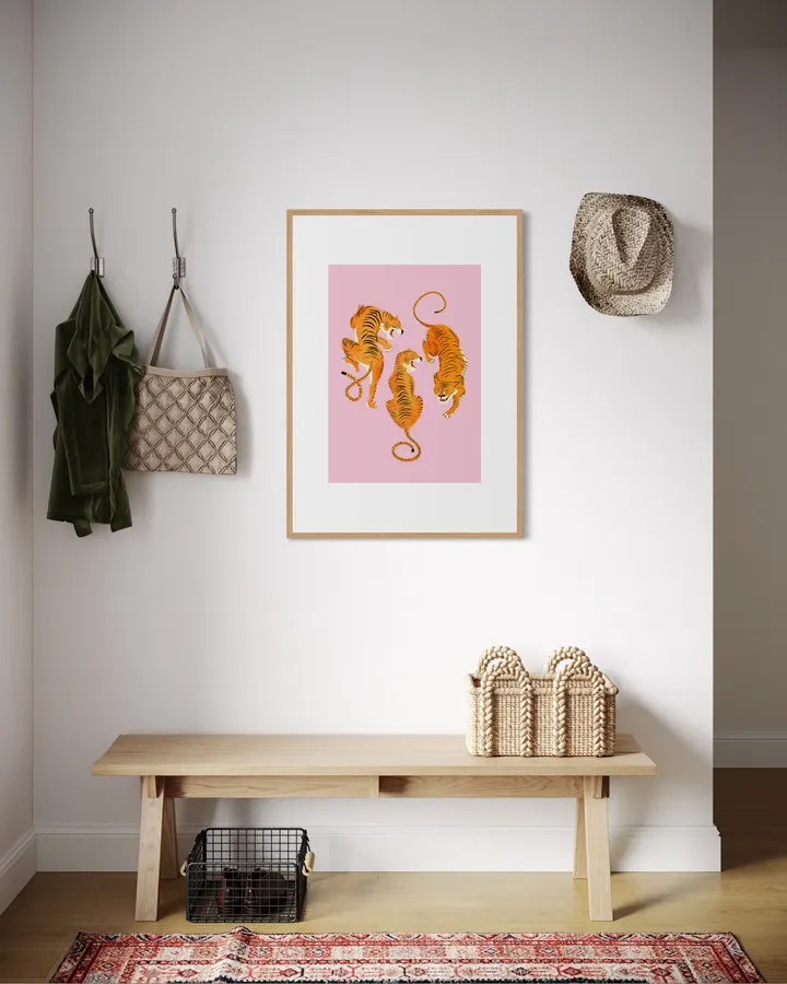 Fierce Three Tigers – Bold Vintage Wildcat Illustration - ShowMeMars