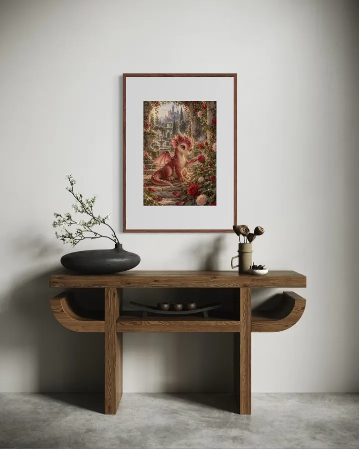 Baby Dragon Nursery Wall Art – Crimson Rose Garden（紅蓮の花園） - TAKAHASHI