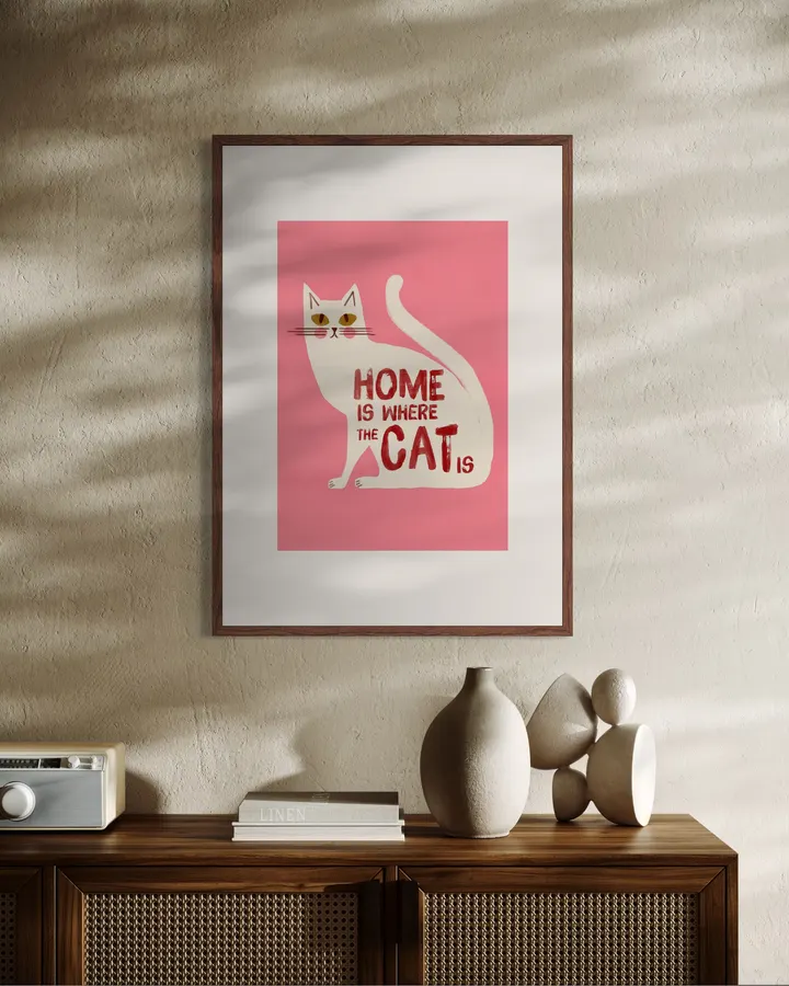 Home Is Where The Cat Is – Retro Cat Poster - ShowMeMars