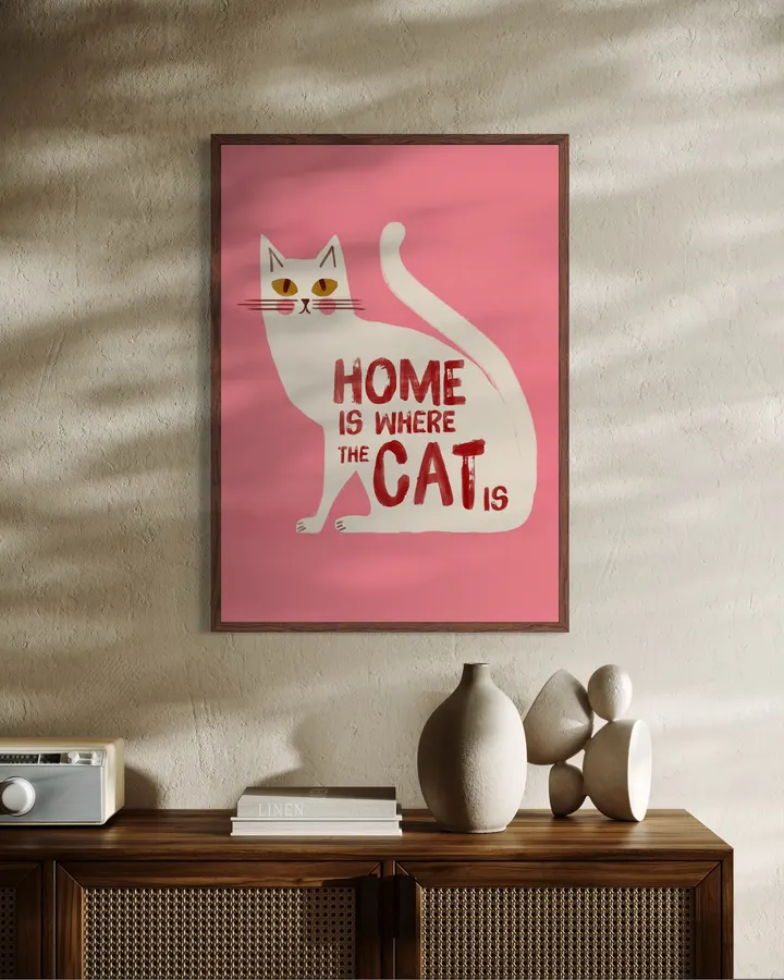 Home Is Where The Cat Is – Retro Cat Poster - ShowMeMars
