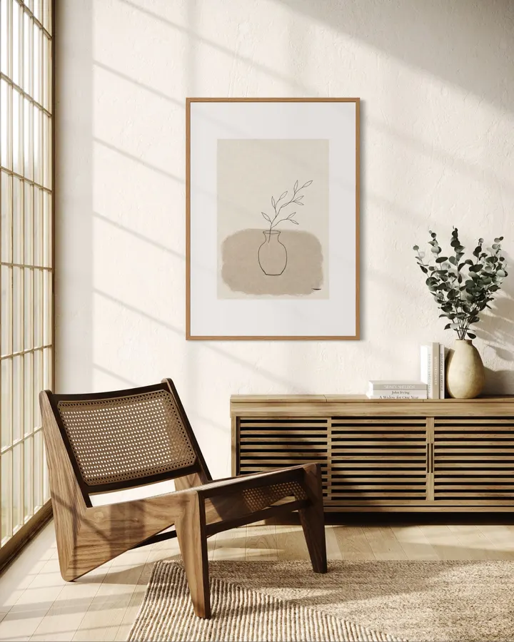 Vase Line — グレージュの部屋に合う線画アート