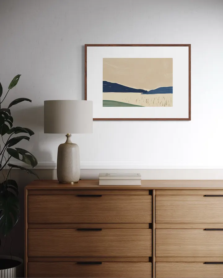Minimalist Coastal Dunes in Tan & Indigo - Little Dean