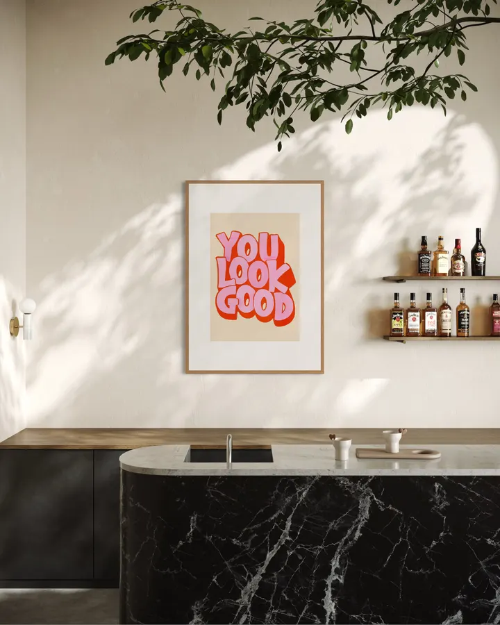 You Look Good – Pink & Orange Retro Typography Print - ShowMeMars