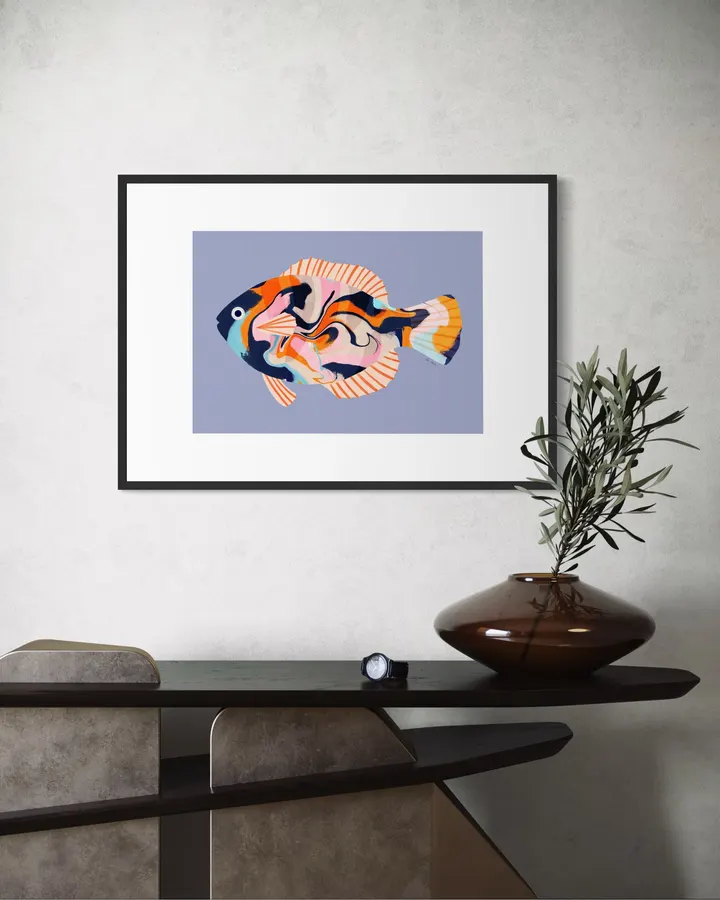 Colorful Tropical Fish on Periwinkle - El buen limon