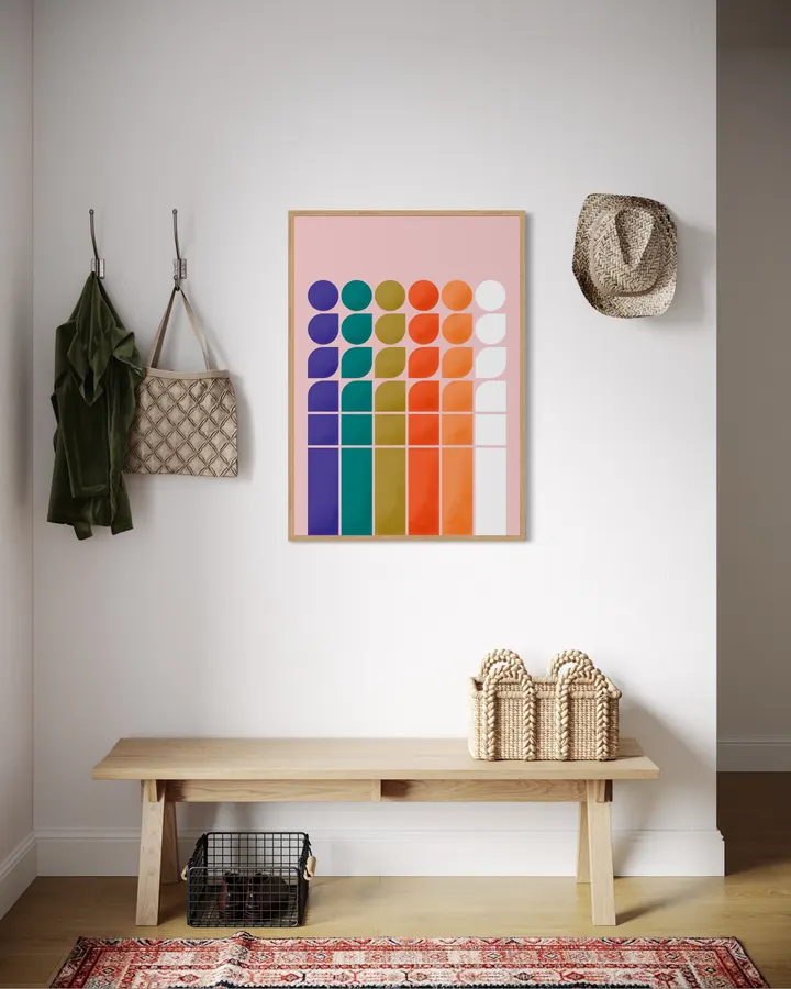 Geometric Progression – Retro Pink Modern Abstract Art Print - ShowMeMars