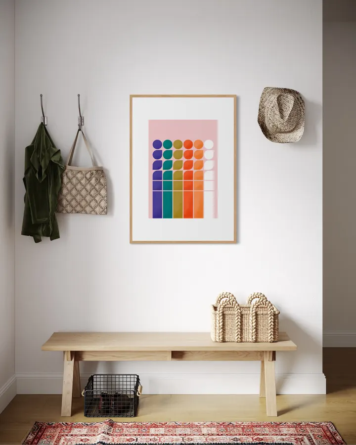 Geometric Progression – Retro Pink Modern Abstract Art Print - ShowMeMars