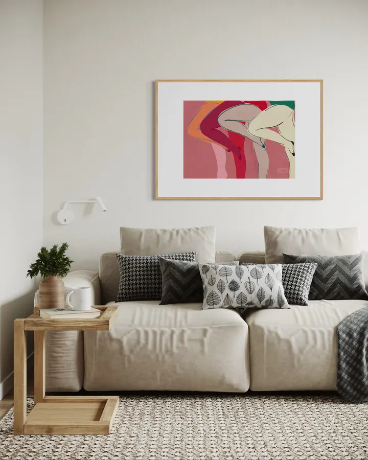 Lounging Figures in Crimson, Rose & Ochre - Little Dean