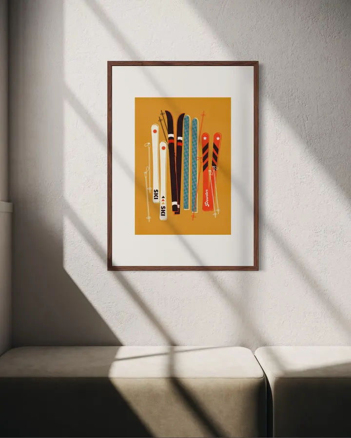 Vintage Ski Poster – Retro Ski Poles & Skis Illustration - ShowMeMars
