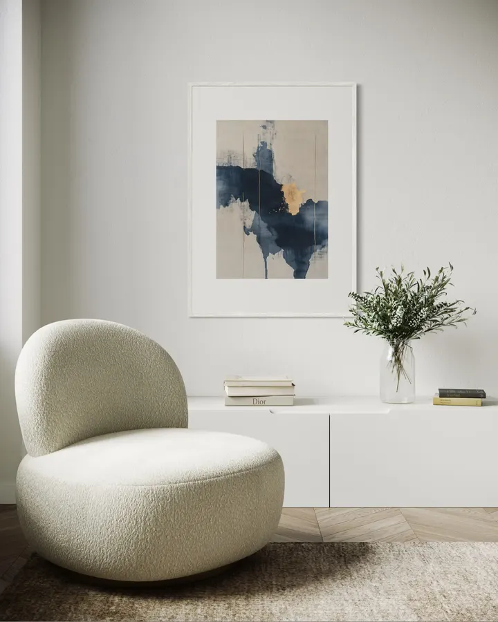 NAMI -波‐ Indigo Tide No.4  Minimalist Zen Navy Print, Calming Modern Decor - Ck