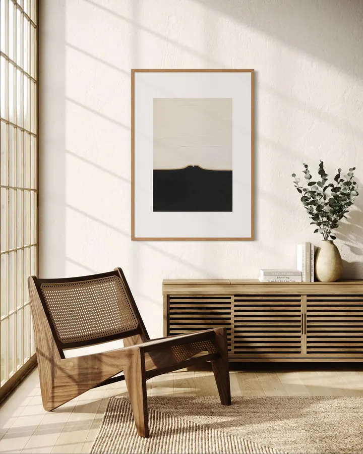 FUJI — Ten States: IV. Noon | Black White Gold Abstract - SUMIGANE