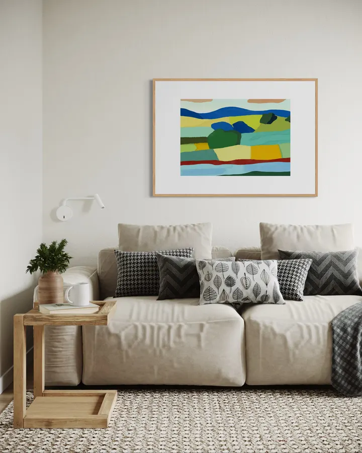 Vibrant Abstract Fields in Cobalt, Ochre & Emerald - Little Dean