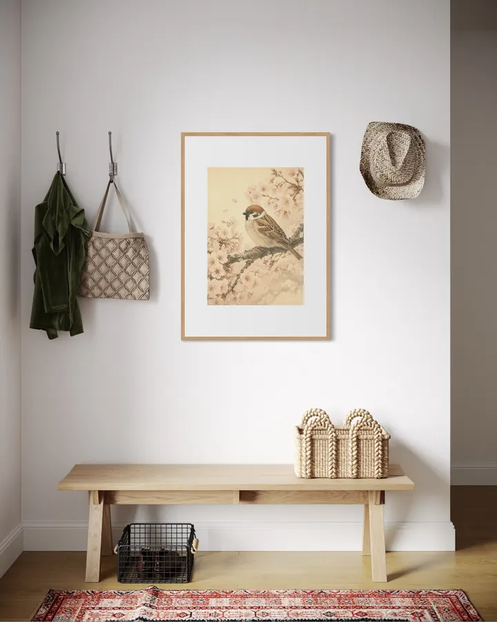 花鳥風月・桜に雀 Bird and Flower Painting: Sparrows in Cherry Blossoms