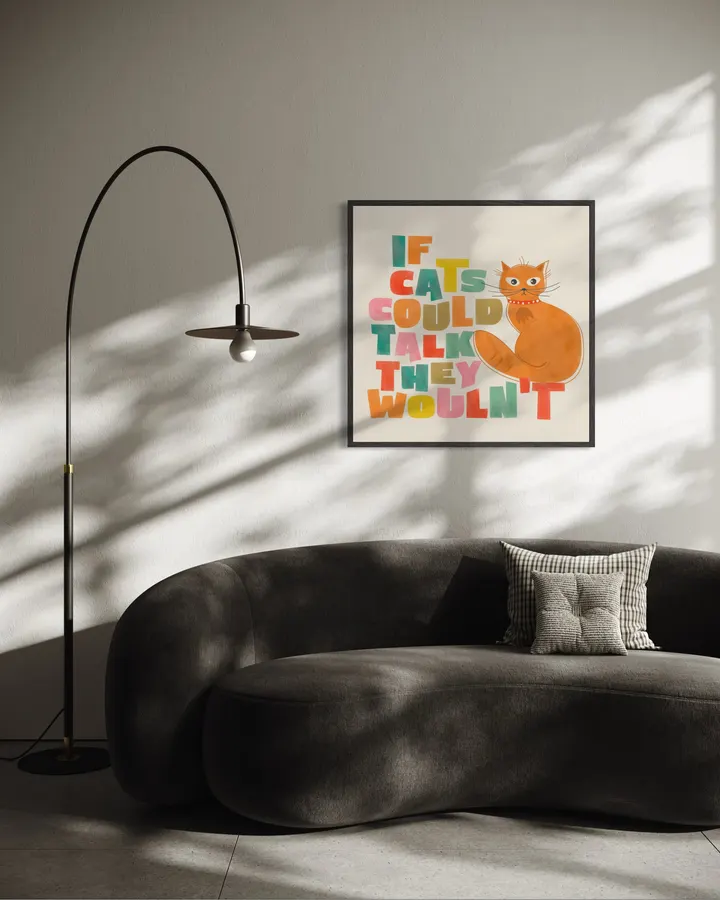 If Cats Could Talk Quote – Funny Ginger Cat Art Print - ShowMeMars