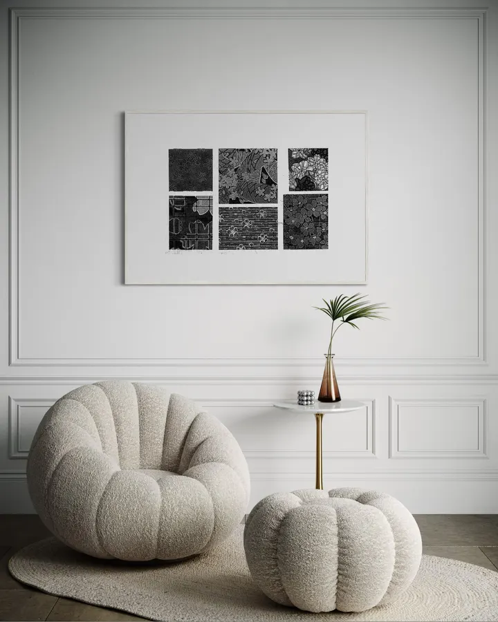 Japanese Wall Art Print - Cherry Blossom Applied Design