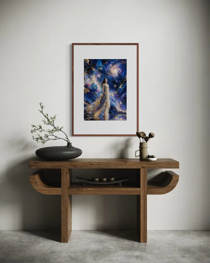Kintsugi Cosmic Female Portrait — Starlight Dream