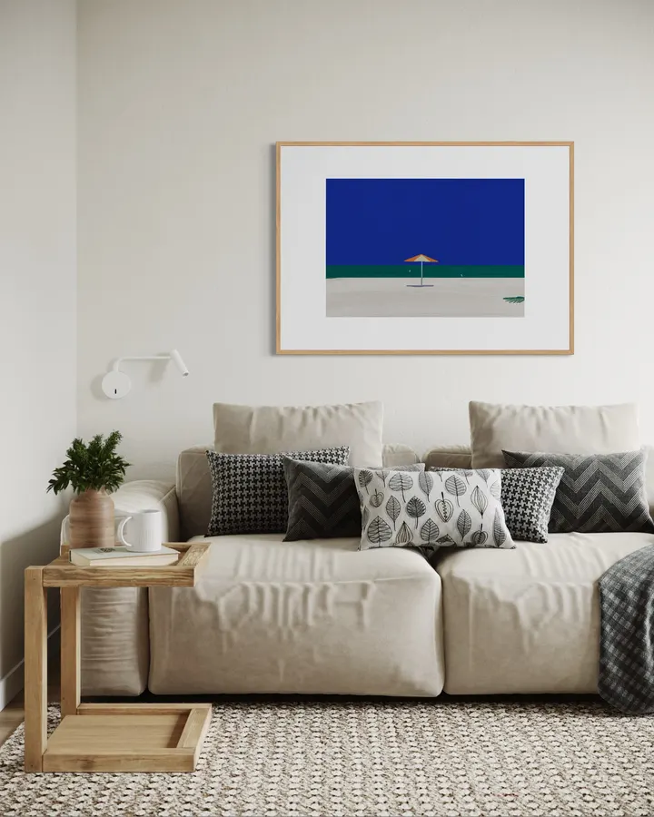 Solitary Sunbrella in Ultramarine & Ochre - Little Dean