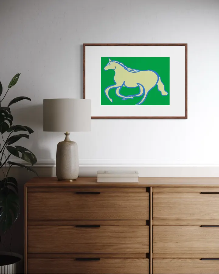 Galloping Horse in Emerald & Cobalt Blue - Little Dean