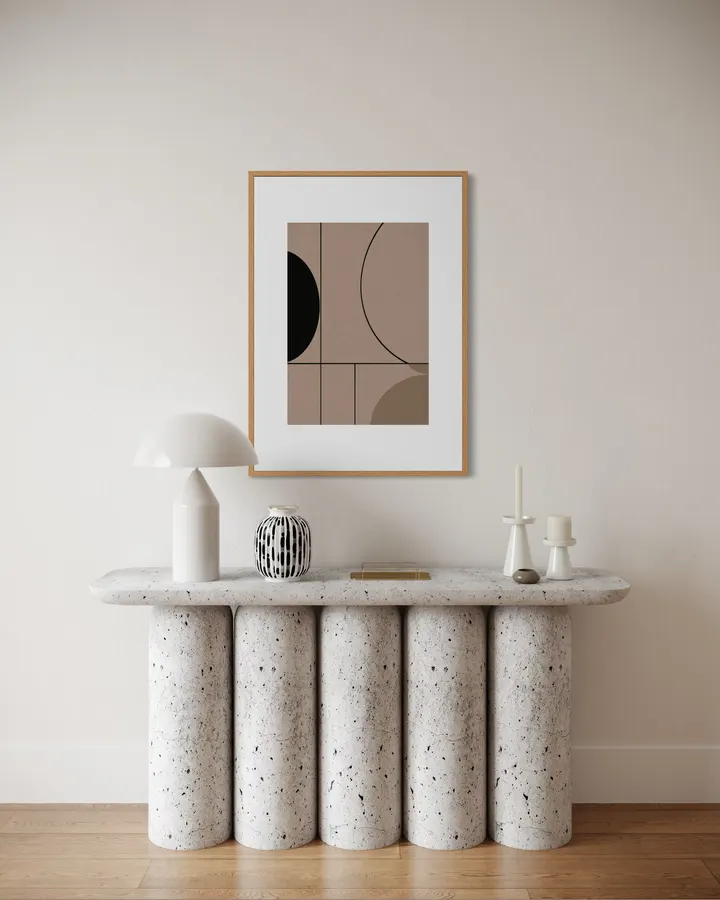 Architectural Arches & Grid | Slate & Taupe Art