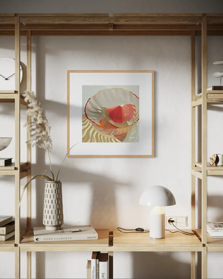 Grapefruit in a Red Glass Bowl - タイシテユリ