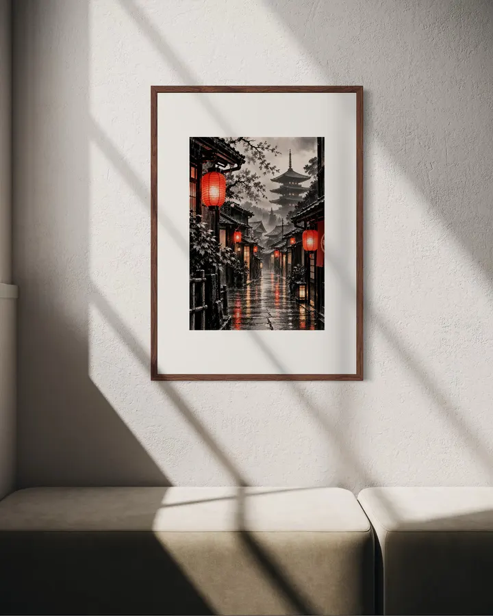 Lantern Rain — Sumi-e Kyoto