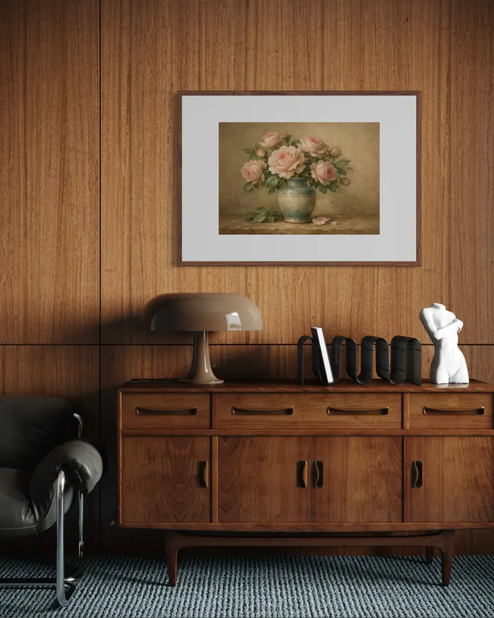 薔薇の詩 ― アンティークローズの静物画|ピンクの薔薇・ヴィンテージフラワーアート
