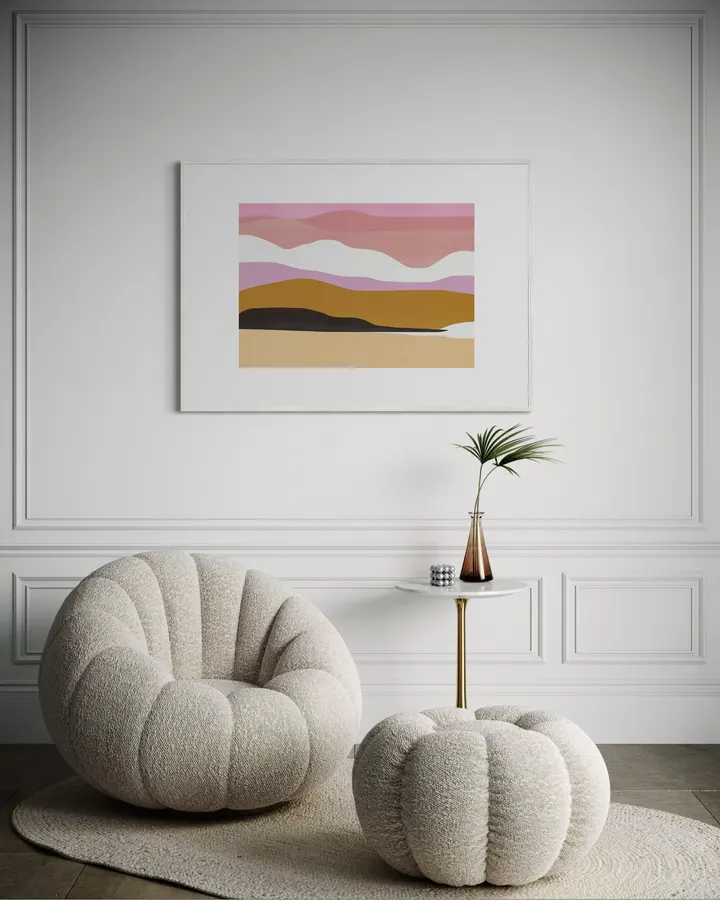 Muted Pink & Ochre Layered Landscape - Little Dean