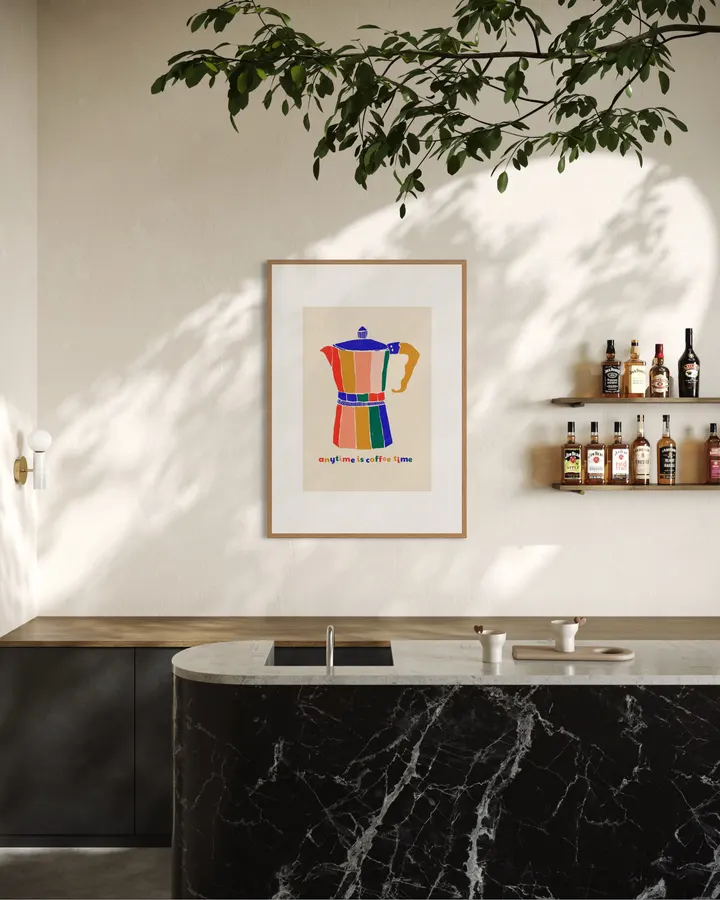 Anytime is Coffee Time - Colorful Moka Pot Art