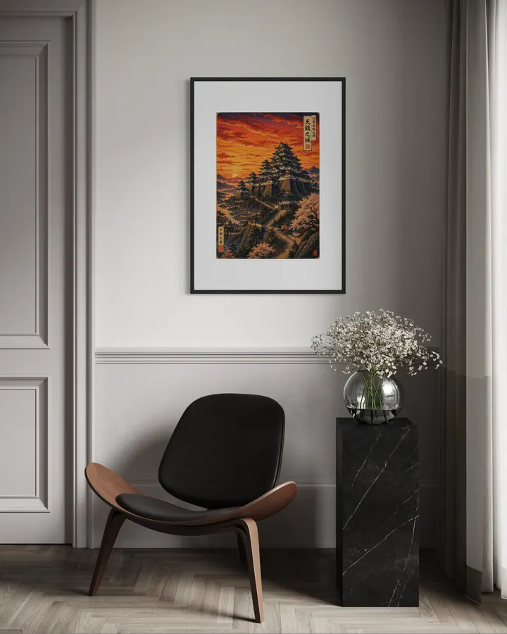 Original Japanese Castle Ukiyo-e Collection - Golden Sunset - Guts