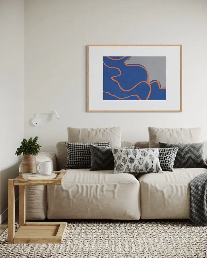 Fluid Organic Contours in Cobalt & Orange - Little Dean