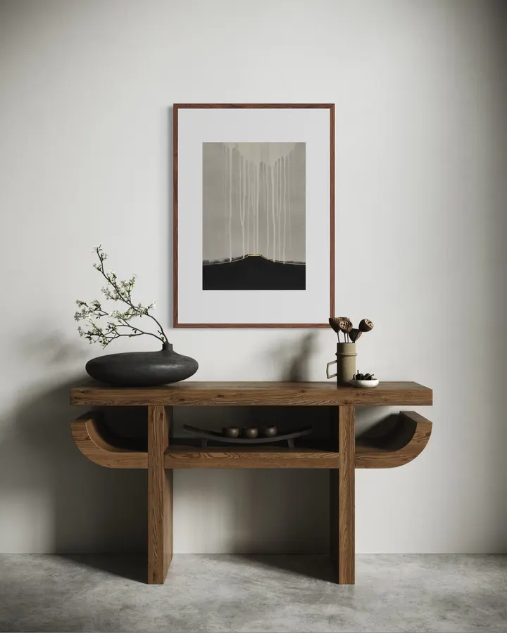 FUJI — Ten States: VI. Rain | Grey Ink Wash Minimalist Print - SUMIGANE