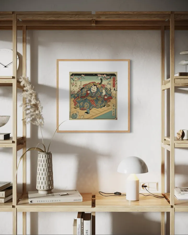 猫歌舞伎浮世絵Cat Kabuki Ukiyo-e - 縁糸