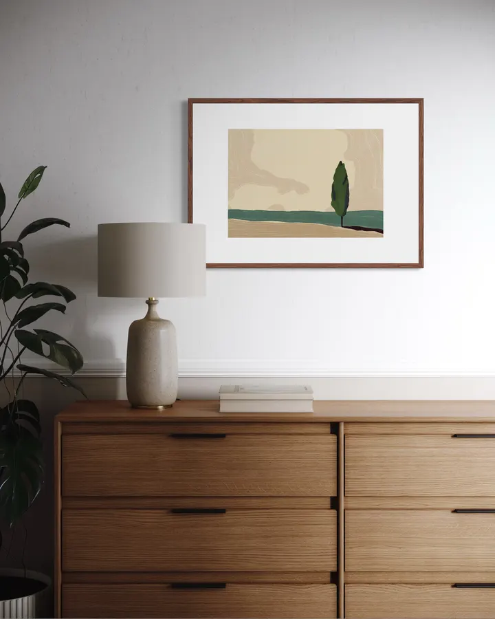 Solitary Cypress in Warm Ochre & Sage - Little Dean
