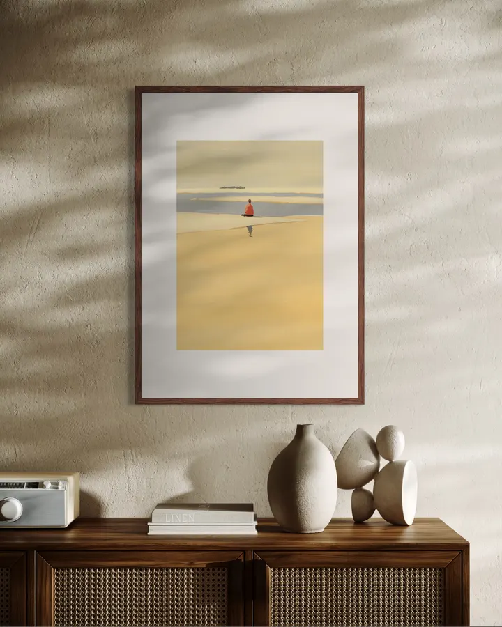 Quiet Shoreline with Red Accent