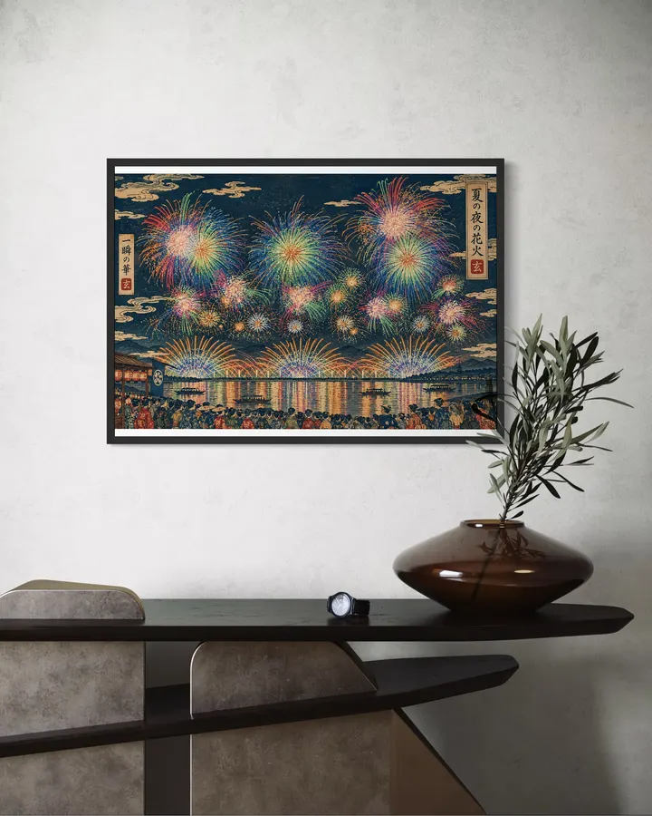 なにわ淀川花火大会浮世絵3 Naniwa Yodogawa Fireworks Festival Ukiyo-e 3 - 縁糸