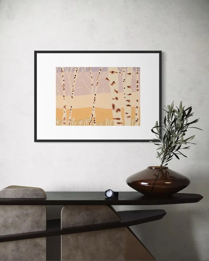 Golden Birch Grove in Ochre & Blush - Little Dean