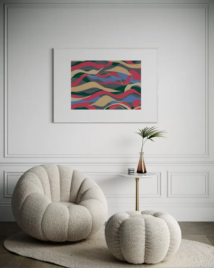 Vibrant Layered Strata in Crimson & Teal - Little Dean
