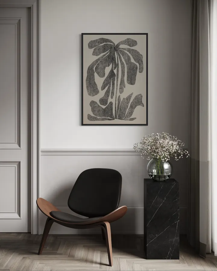 Charcoal Linocut Botanical Abstract Drawing - DOXOLOGY