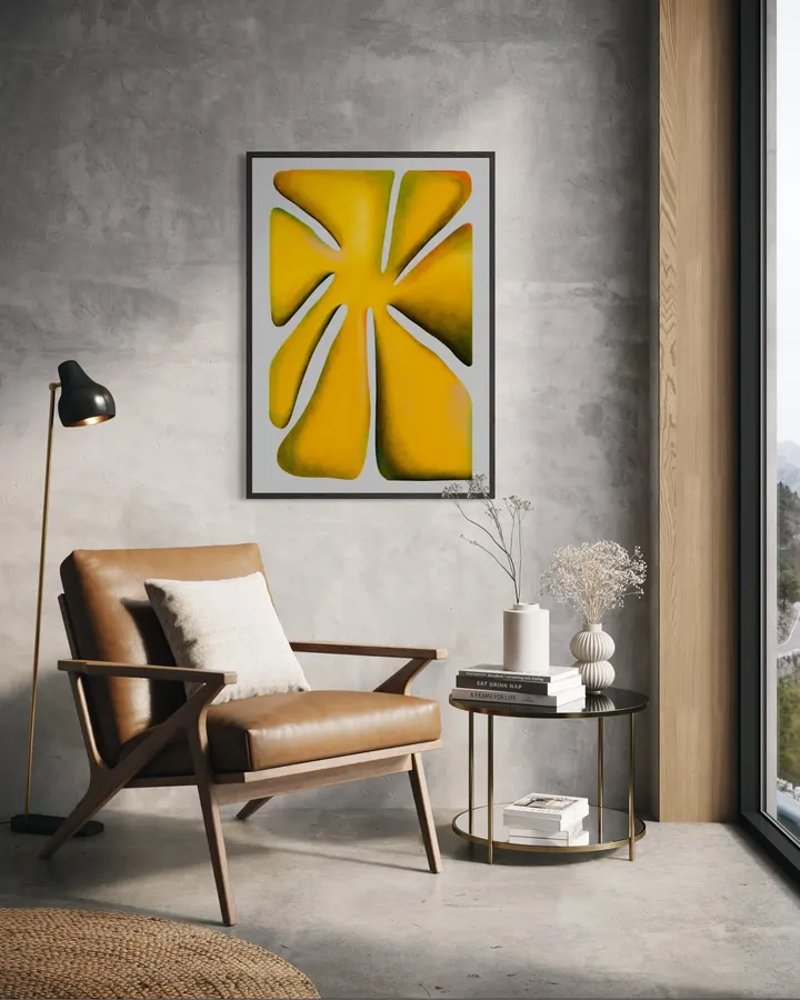 Abstract Yellow Starfish Illustration with Geometric Organic Shapes and Textured Colors - Pablo Ferreira