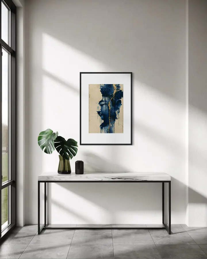 NAMI -波‐ Meditative Buddha No.4 Japanese Surreal Abstract Art, Indigo Zen Canvas Print - Ck