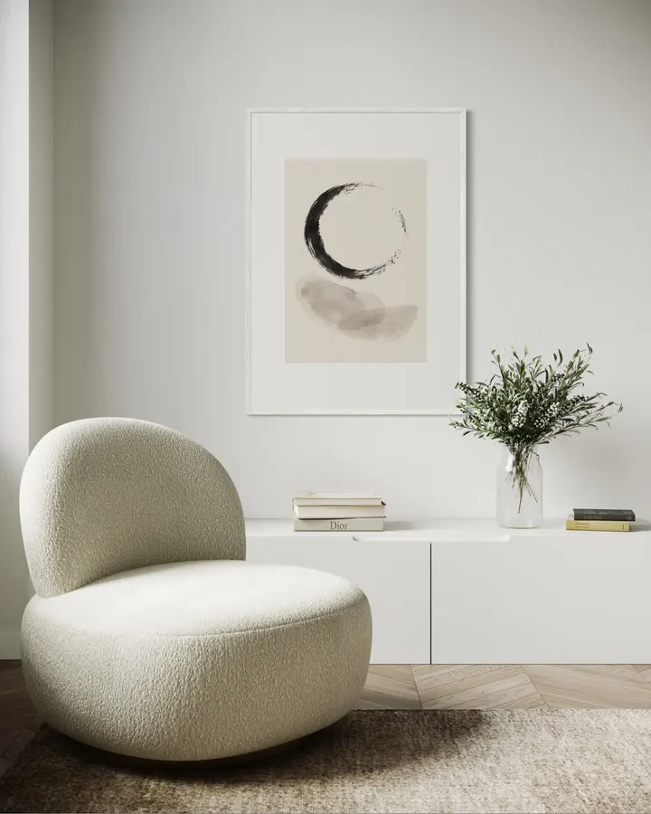 静かな軌道 — モノクロの部屋に合う円のアート
