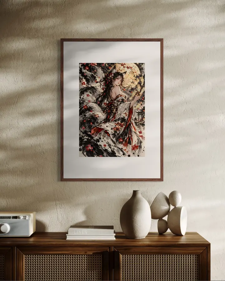 Spellbound Kitsune – Japanese Sumi-e Ink Art - konkapo00